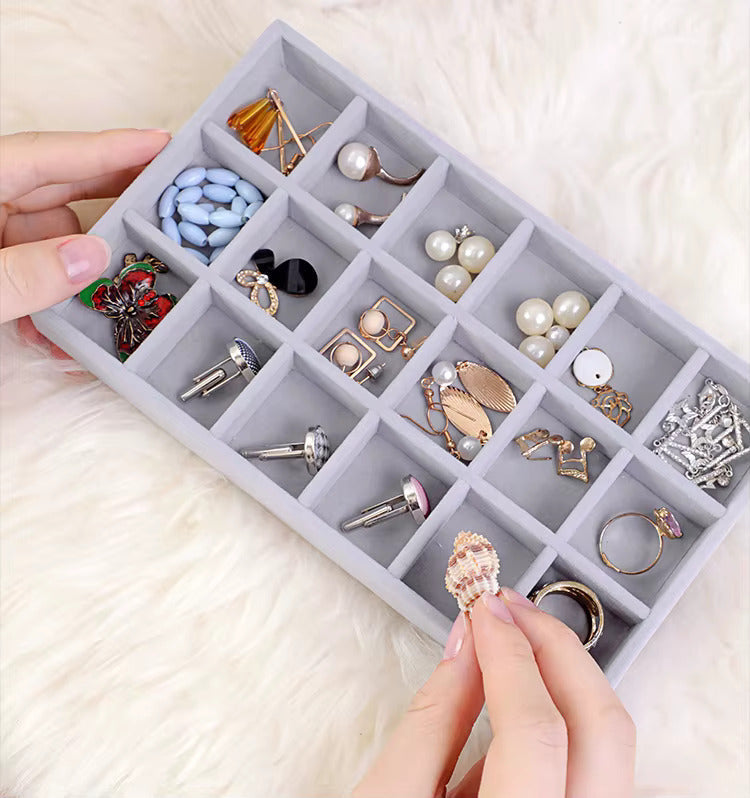 4 Pcs Stackable Velvet Jewelry Organizer Tray For Drawer