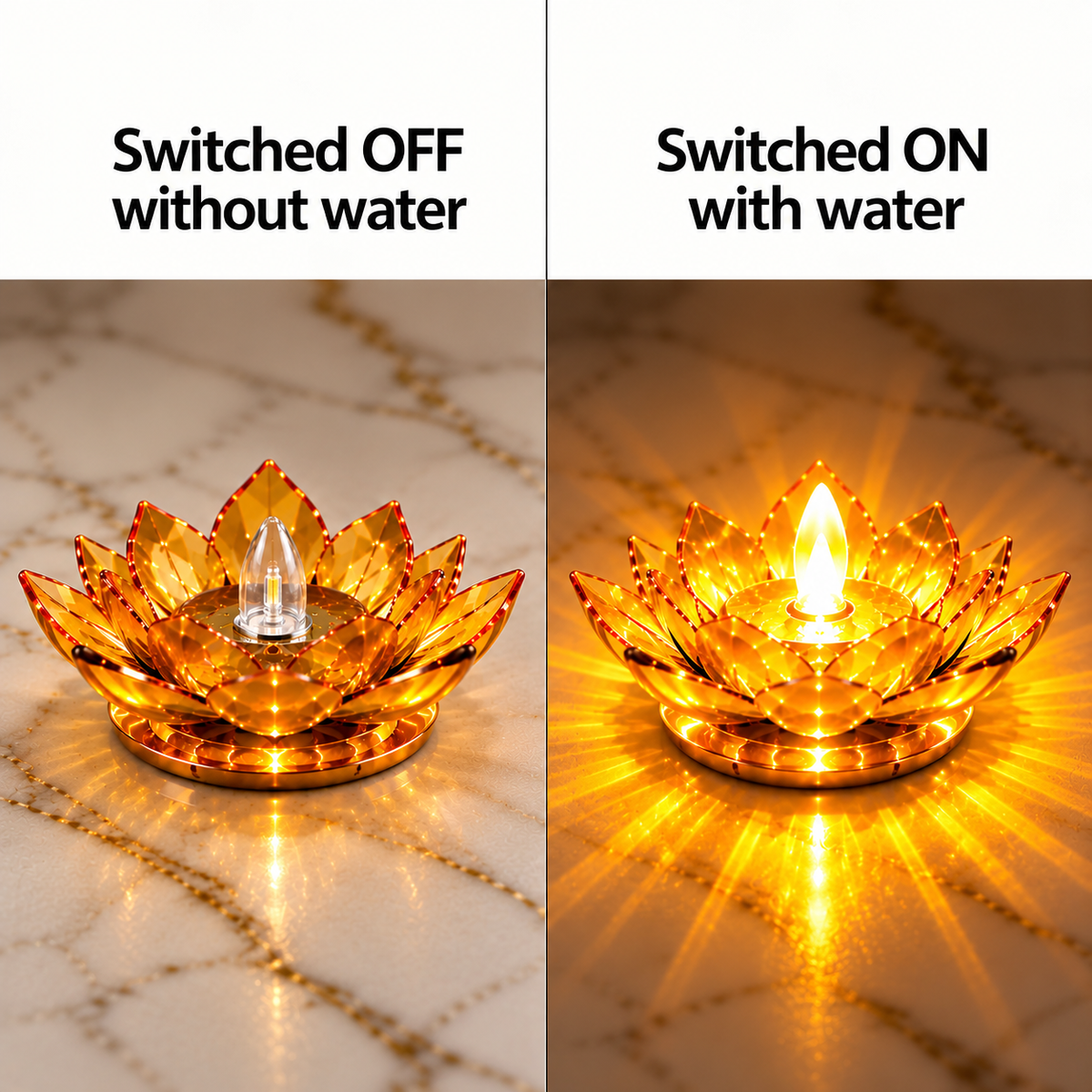 Lotus 3D Reflection Water Sensor Led Diya