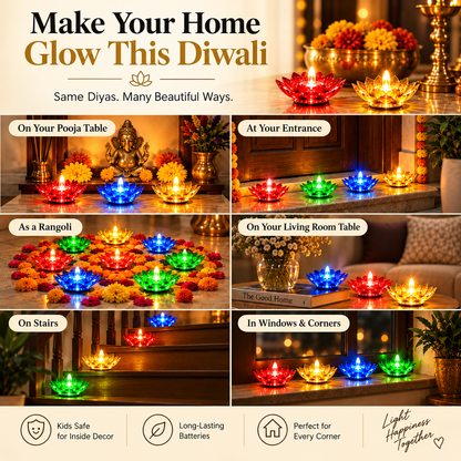 Lotus 3D Reflection Water Sensor Led Diya