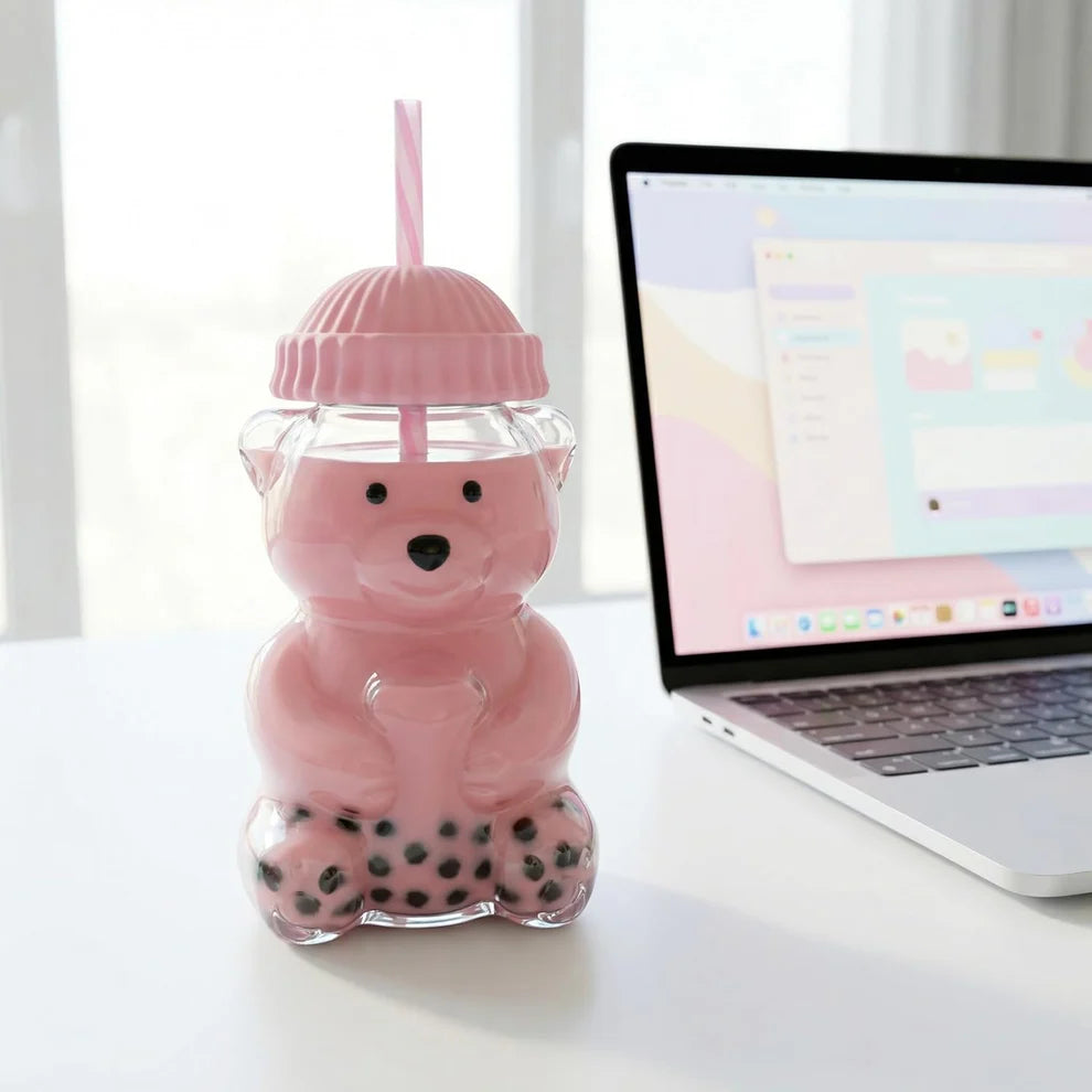Transparent Teddy Bear Drink Tumbler
