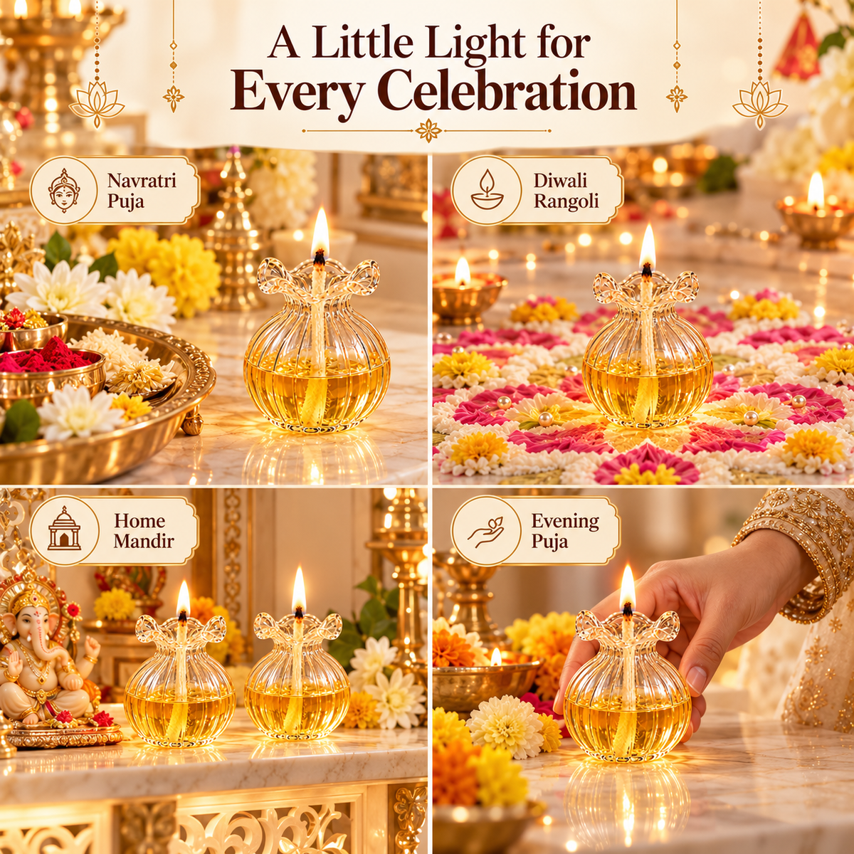 Premium Glass Modak Diya
