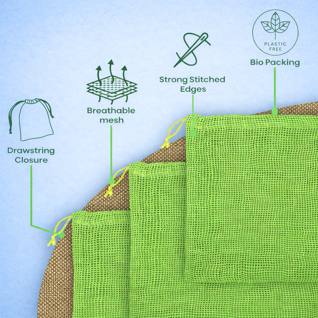 Natural Cotton Vegetables Bags For Fridge Storage