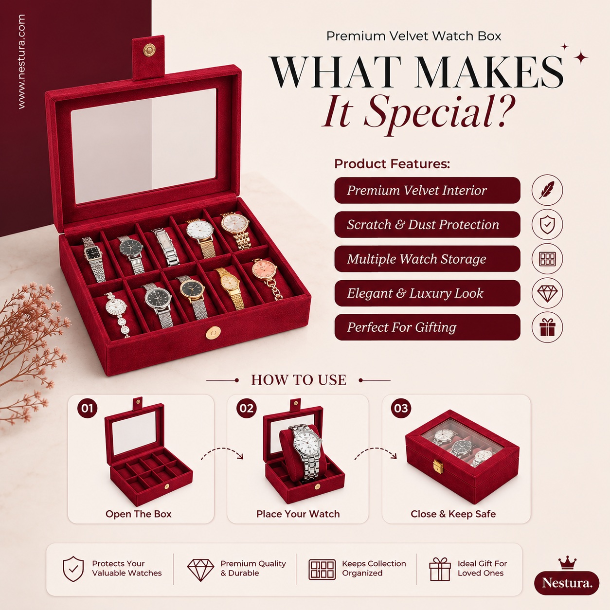 Premium Velvet Watches Box