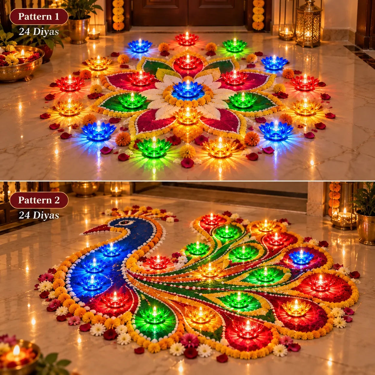Lotus 3D Reflection Water Sensor Led Diya