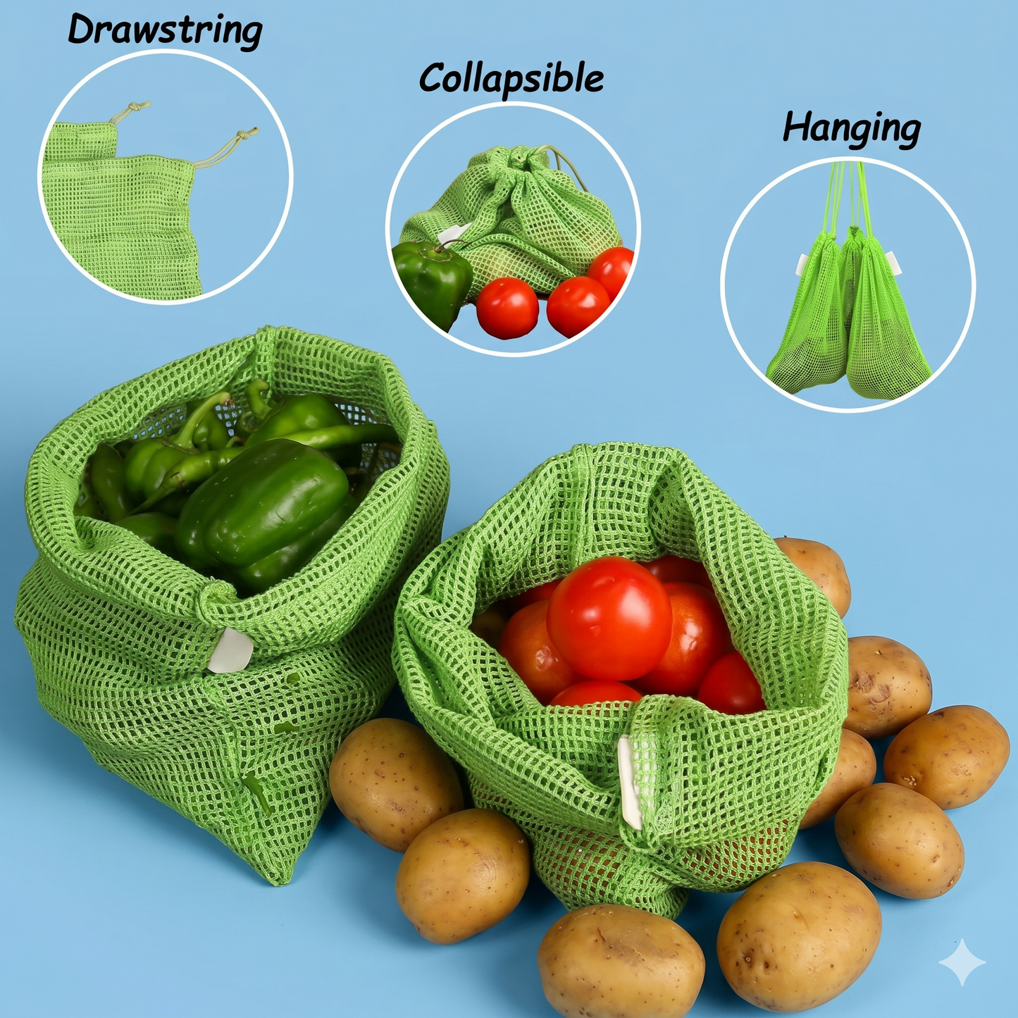 Natural Cotton Vegetables Bags For Fridge Storage