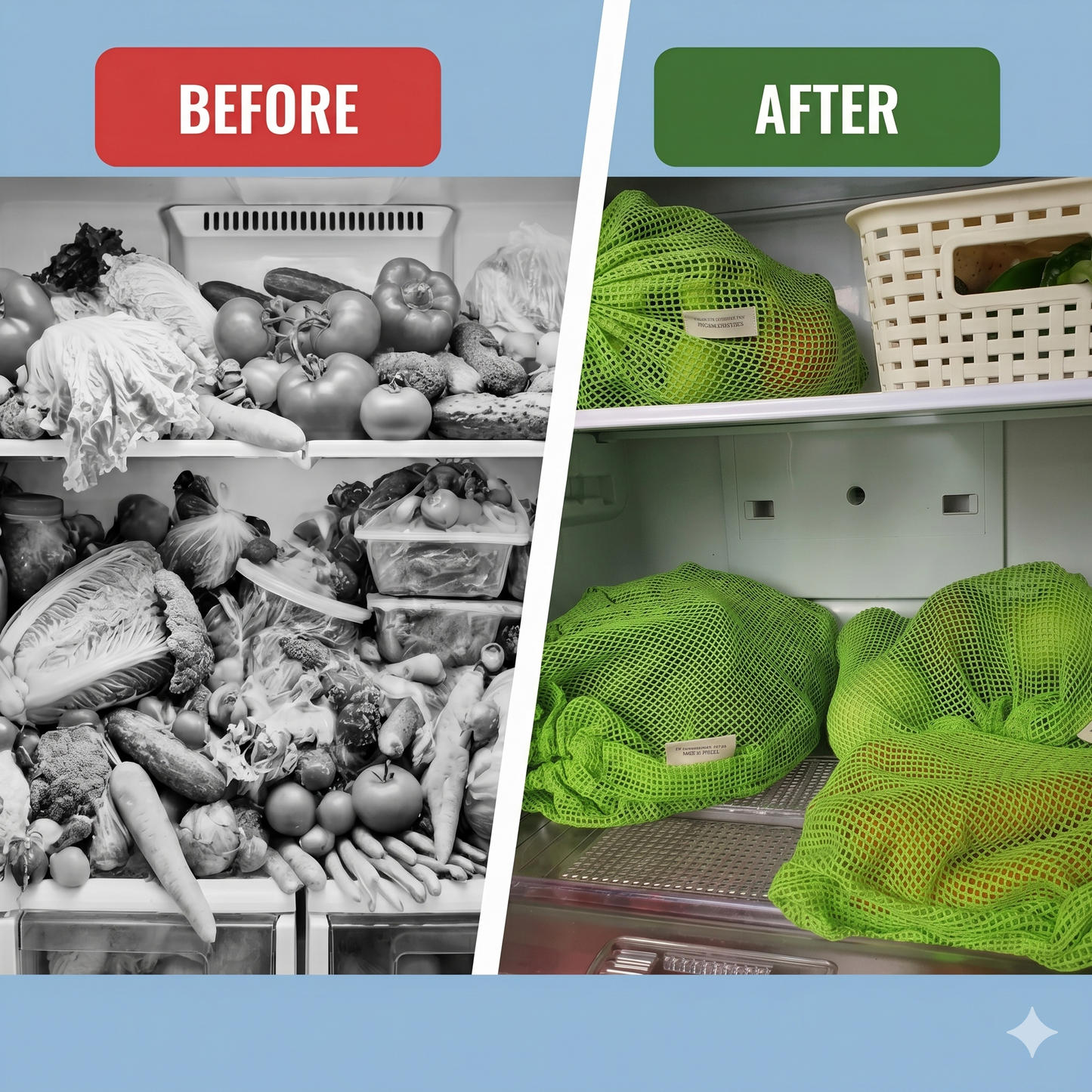 Natural Cotton Vegetables Bags For Fridge Storage