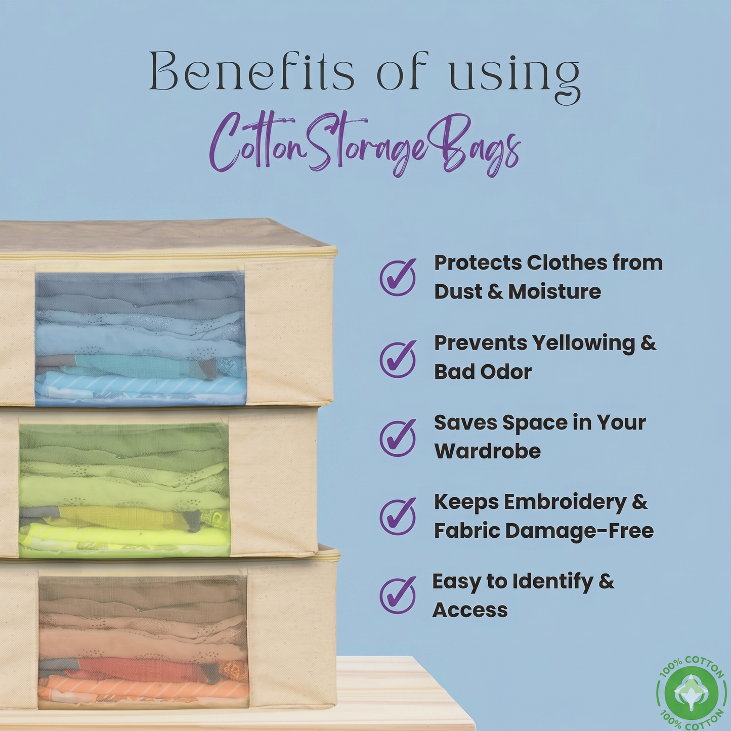Premium canvas cotton clothes storage bags