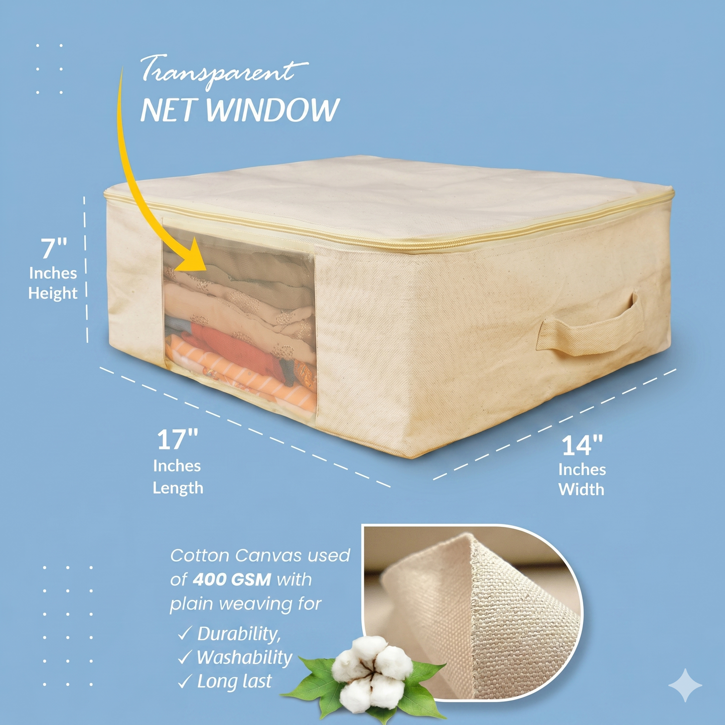 Premium canvas cotton clothes storage bags
