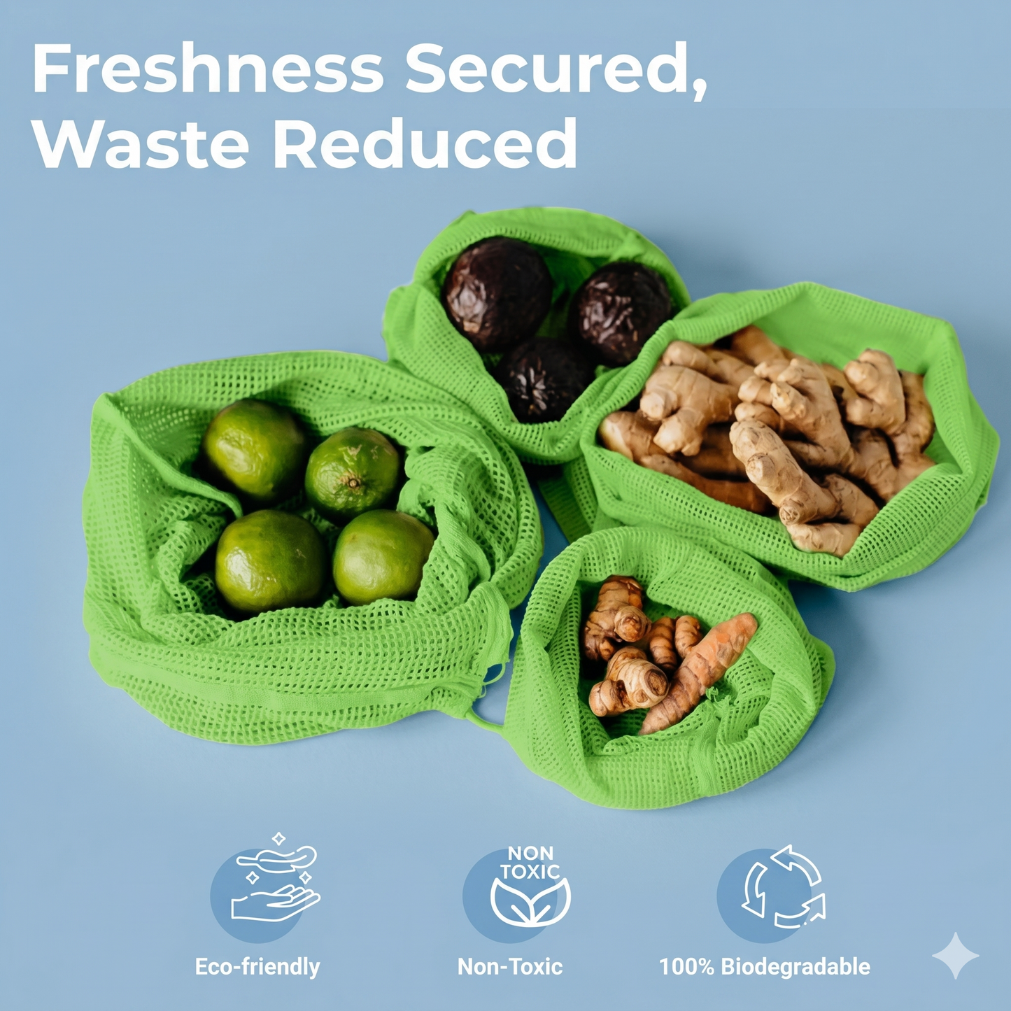 Natural Cotton Vegetables Bags For Fridge Storage