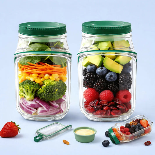 Portable Leakproof Salad Jar with Side Opening