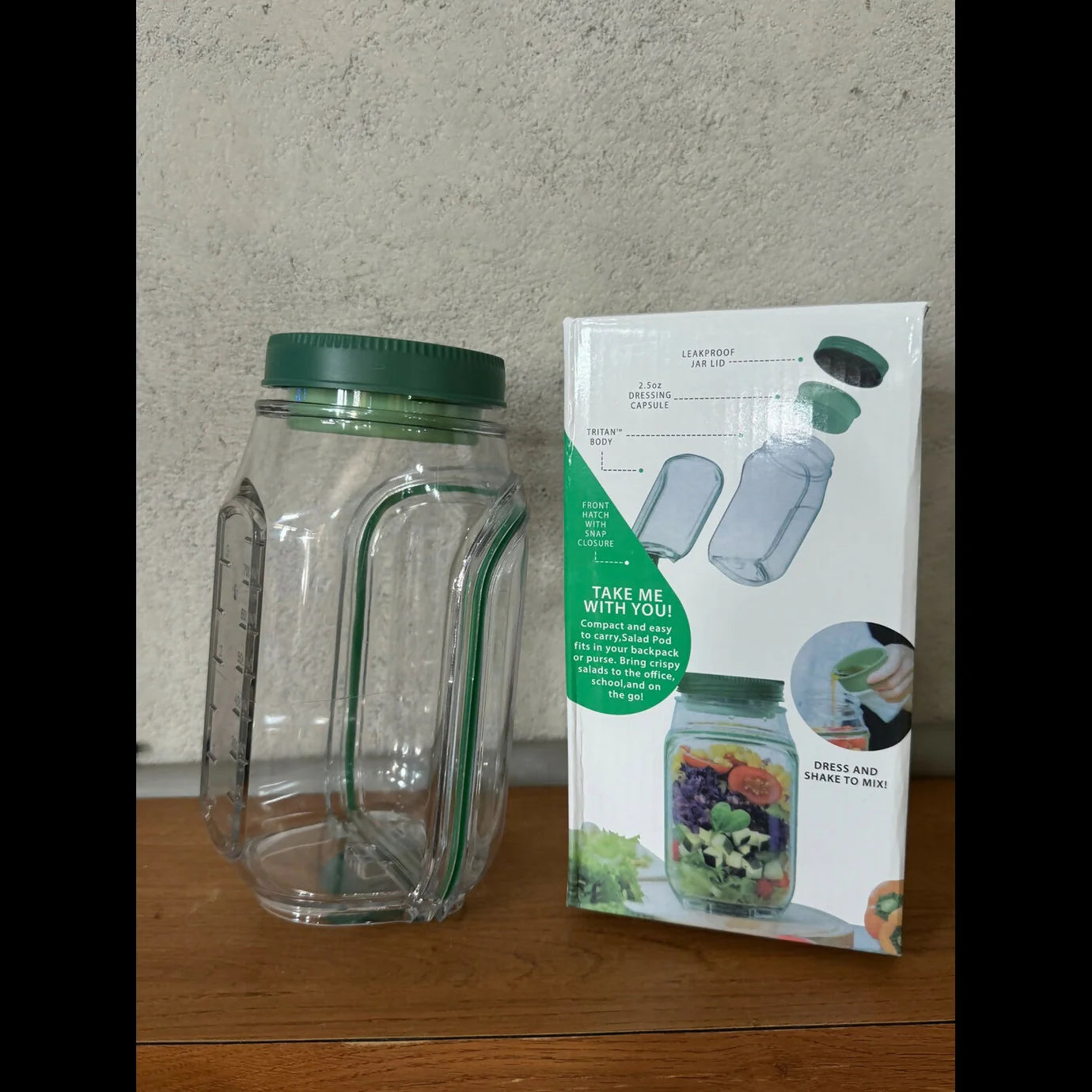Portable Leakproof Salad Jar with Side Opening