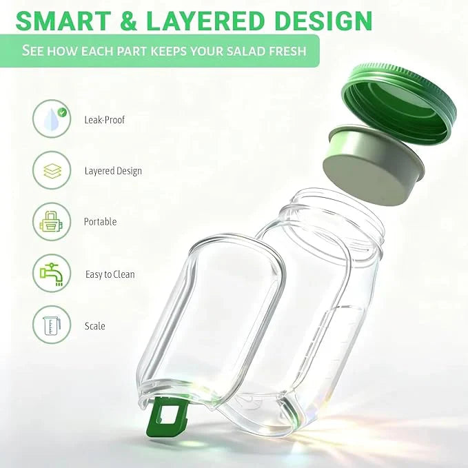 Portable Leakproof Salad Jar with Side Opening