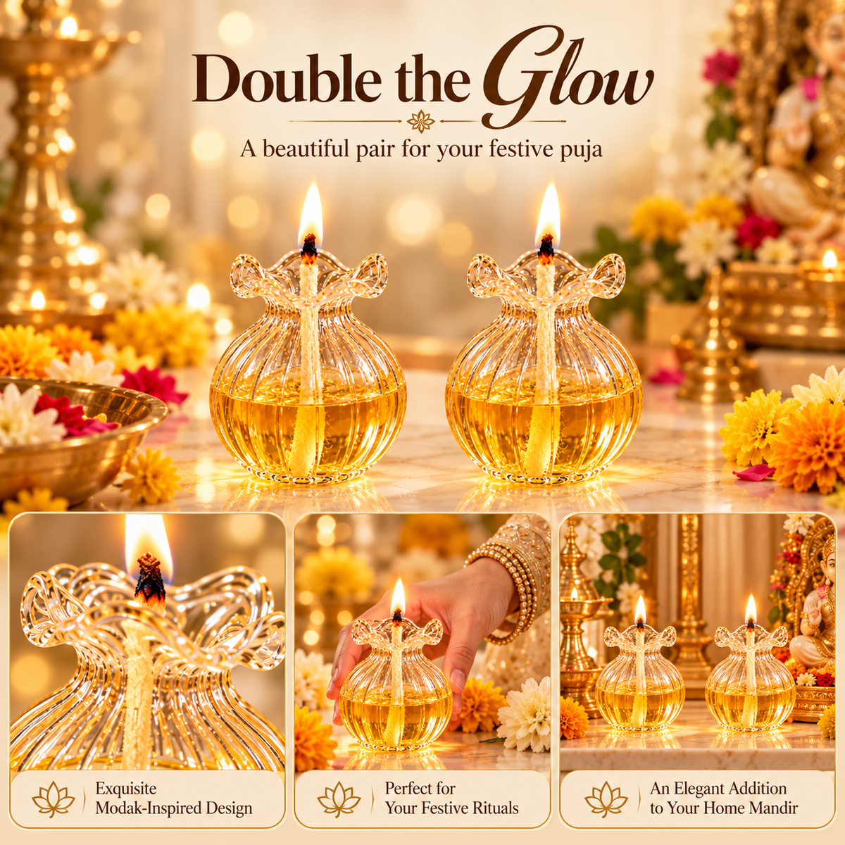 Premium Glass Modak Diya