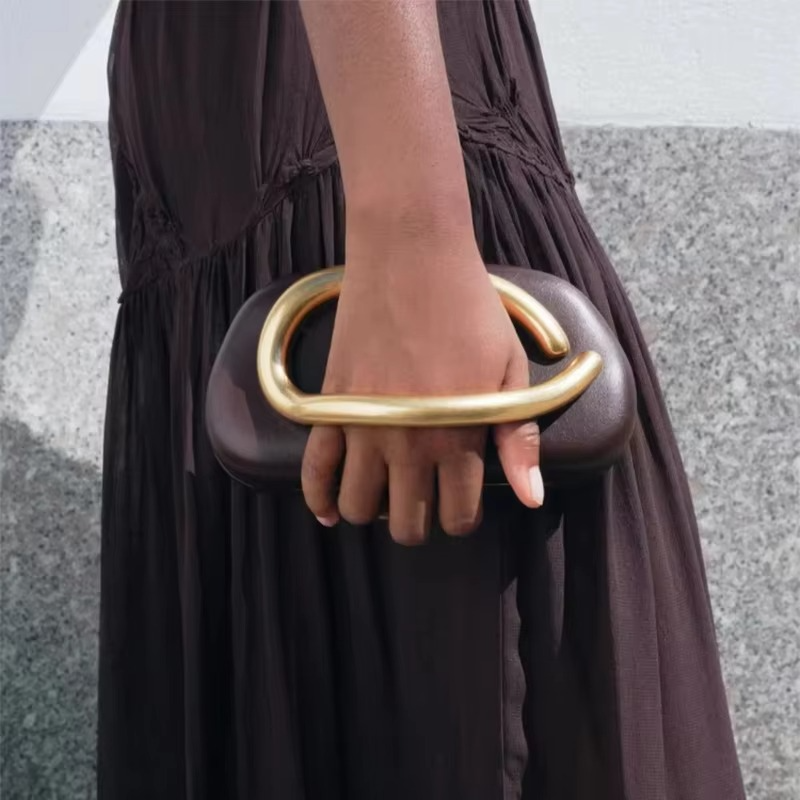 Gold Closure Box Clutch