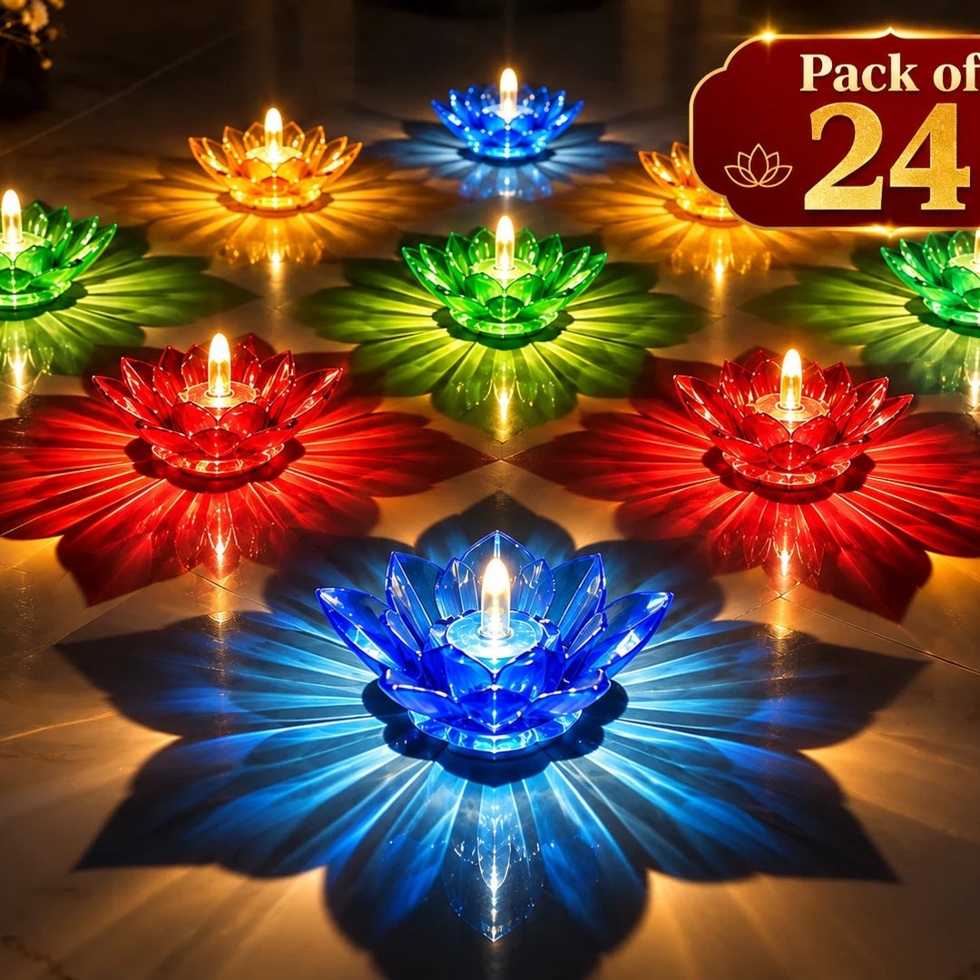 Lotus 3D Reflection Water Sensor Led Diya